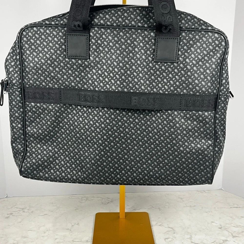 New! BOSS Gray Patterned briefcase